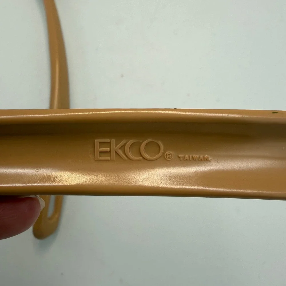 Vintage EKCO Almond Tan Nylon Slotted Spoon and Pasta Fork Utensil Set Taiwan